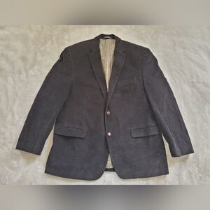 Ralph Lauren Blazer Corduroy Ribbed Sz 44 Mens Black Elbow Patch